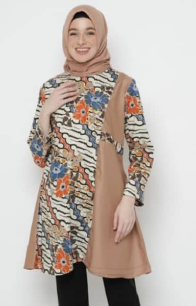 model tunik batik kombinasi polos terbaru untuk acara formal